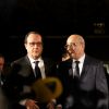 François Hollande et Francis Kalifat (vice-président du Crif) au 30e dîner annuel du Conseil représentatif des institutions juives de France (Crif) à l'Hôtel Pullman à Paris, le 23 février 2015.
