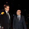 Nicolas Sarkozy et Francis Kalifat (vice-Président du Crif) au 30e dîner annuel du Conseil représentatif des institutions juives de France (Crif) à l'Hôtel Pullman à Paris, le 23 février 2015.