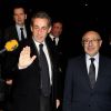 Nicolas Sarkozy et Francis Kalifat (vice-président du Crif) au 30e dîner annuel du Conseil représentatif des institutions juives de France (Crif) à l'Hôtel Pullman à Paris, le 23 février 2015.