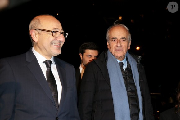 Francis Kalifat (vice-Président du Crif) et Jean-Pierre Elkabbach au 30e dîner annuel du Conseil représentatif des institutions juives de France (Crif) à l'Hôtel Pullman à Paris, le 23 février 2015.