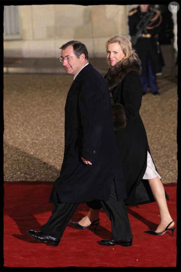 Martin Bouygues et son épouse lors d'un dîner d'Etat à l'Elysée le 26 janvier 2012