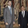 Le roi Felipe VI d'Espagne reçoit Carlos Ghosn, le président directeur général de Renault et de Nissan, à Barcelone, le 2 mars 2015.