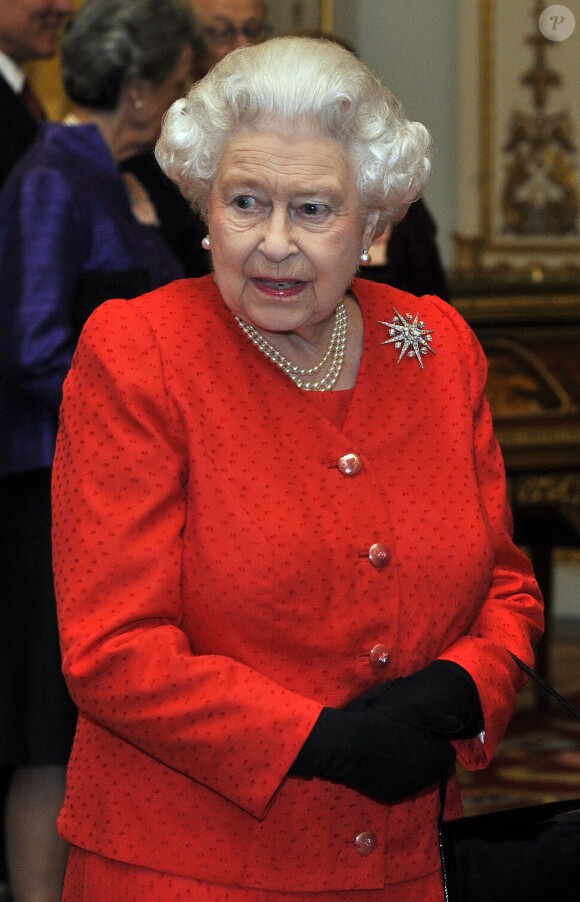 La reine Elizabeth II à Buckingham le 23 février 2015 pour les 800 ans de la Magna Carta.