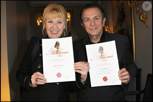 Roland Giraud et Maaike Jansen au déjeuner des nominations des Molières en mars 2011