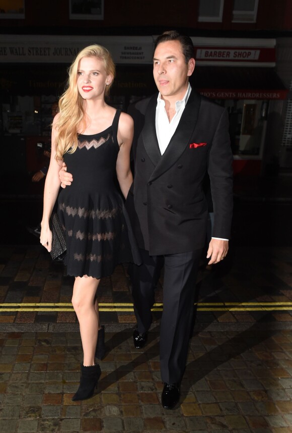 David Walliams et Lara Stone - Soirée d'anniversaire de Mario Testino sur le thème de "Gatsby le Magnifique" à Londres le 29 octobre 2014.