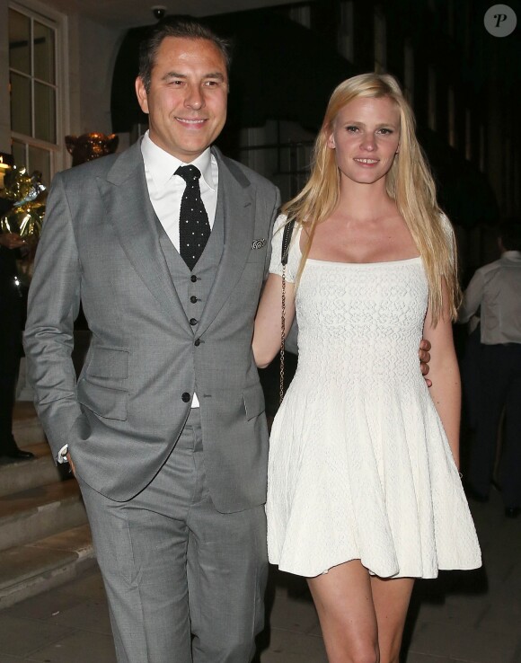 Exclusif - David Walliams a fêté son 43ème anniversaire avec sa femme Lara Stone au restaurant "34" à Londres. Le 20 août 2014