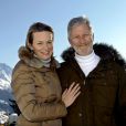  Le roi Philippe et la reine Mathilde de Belgique en vacances à Verbier, en Suisse, en février 2012 