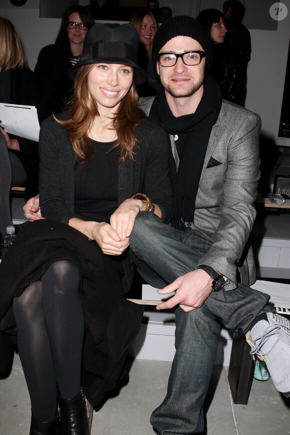 Jessica Biel et Justin Timberlake photographiés au lancement de la collection de vêtements Paris68's par Marcella Lindeberg au MAC & Milk Fashion Week de New York, le 18 février 2010