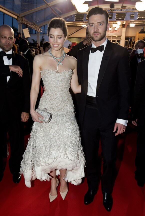 Justin Timberlake et Jessica Biel lors de la projection 'Inside Llewyn Davis' au Palais Des Festivals de Cannes pour le 66ème Festival du Film le 19 mars 2013 