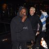 Kanye West et Jared Leto, qui est passé au blond platine avec une toute nouvelle coupe pour incarner le Joker dans le film Suicide Squad, arrivent à une boîte de nuit à Paris, le 5 mars 2015. 