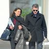 Aurélie Filippetti et Arnaud Montebourg quittent l'université de Princetown (New Jersey) le 19 février 2015 pour rejoindre leur hôtel.