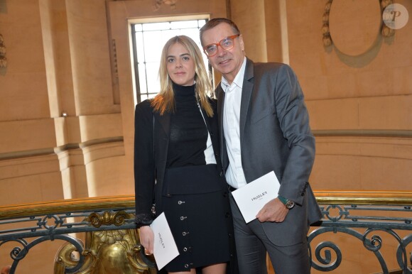 Jenna Courtin-Clarins et son père Olivier Courtin-Clarins au défilé Mugler, collection prêt-à-porter automne-hiver 2015/2016, le 7 mars 2015 à Paris.