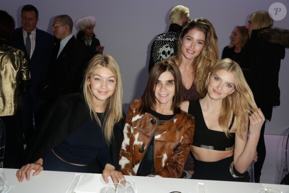 Younghee Lee, Gigi Hadid et Carine Roitfeld lors de la soirée Samsung à Paris le 7 mars 2015