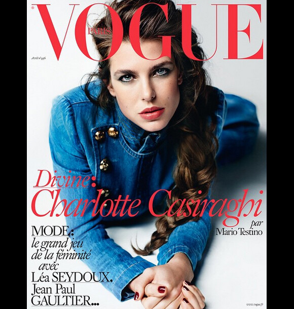 Charlotte Casiraghi en couverture du Vogue France du moi d'avril 2015