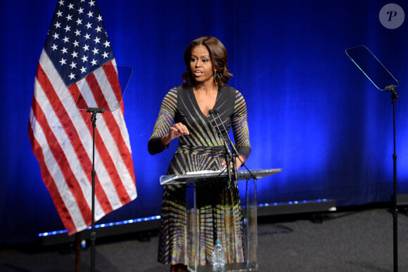 Michelle Obama a prononcé un discours au Newseum de Washington, le mercredi 4 Mars 2015, à l'occasion du lancement de la campagne «Le changement de direction".   
