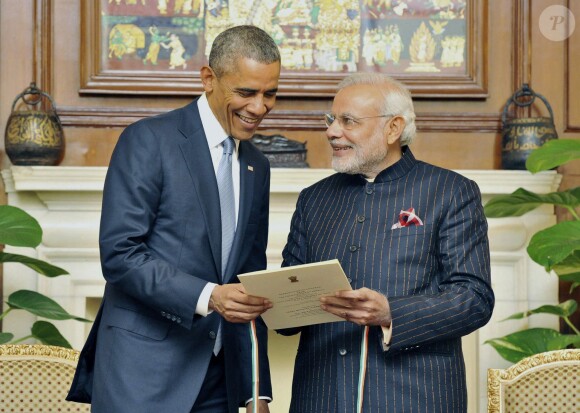 Barack Obama et Narendra Modi (premier ministre indien) - Barack Obama arrive en Inde pour une viste d'état le 25 janvier 2015  
