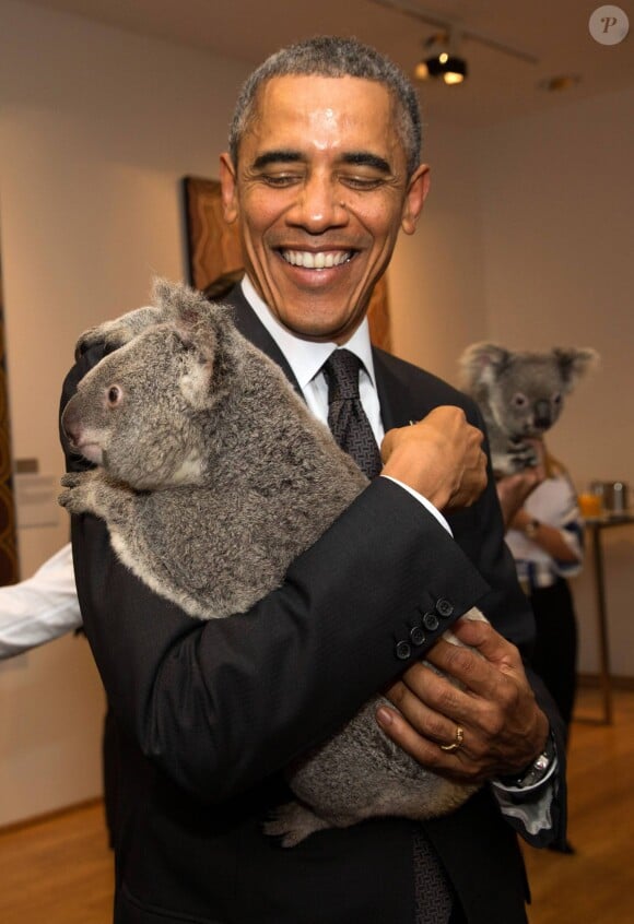 Barack Obama - Les chefs d'État posent avec des koalas lors du sommet du G20 à Brisbane, le 15 novembre 2014.  