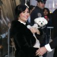  Demi Lovato s'est rendue, avec son chien, sur le plateau de l'&eacute;mission TV "Good Morning America" &agrave; New York. Le 12 mars 2015&nbsp;  