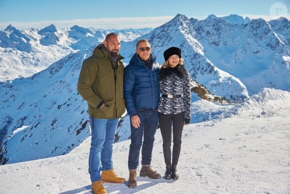 Dave Bautista, Daniel Craig et Léa Seydoux - Photocall avec les acteurs du prochain film James Bond "Spectre" à Soelden en Autriche. Le 7 janvier 2015 