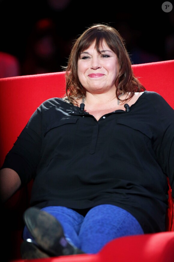 Exclusif - Michèle Bernier à l'enregistrement de l'émission Le Divan, le 13 mars 2015 (diffusion le 17 mars 2015, sur France 3).