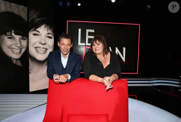 Exclusif - Michèle Bernier et Marc-Olivier Fogiel à l'enregistrement de l'émission Le Divan, le 13 mars 2015 (diffusion le 17 mars 2015, sur France 3).