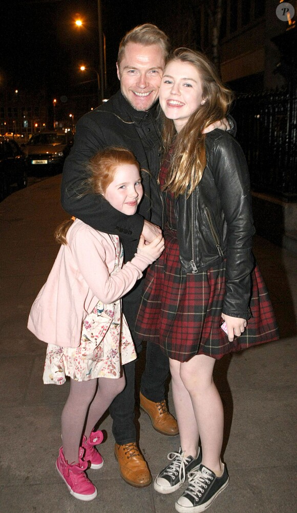 Please hide the children's face prior to the publication - Exclusive - Singer Ronan Keating and his three children with his girlfriend Storm Uechtritz having a meal at Shanahan's restaurant in Dublin, Ireland on February 22, 2014. Photo by XPosure/ABACAPRESS.COM24/02/2014 - Dublin
