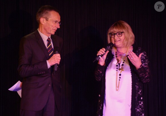 Exclusif - Patrice Leconte et Christine Salaün - Grande soirée annuelle au profit de l'association "Souffle de Violette" avec le lancement des bijoux Cécile et Jeanne au Crazy Horse à Paris, le 23 mars 2015.