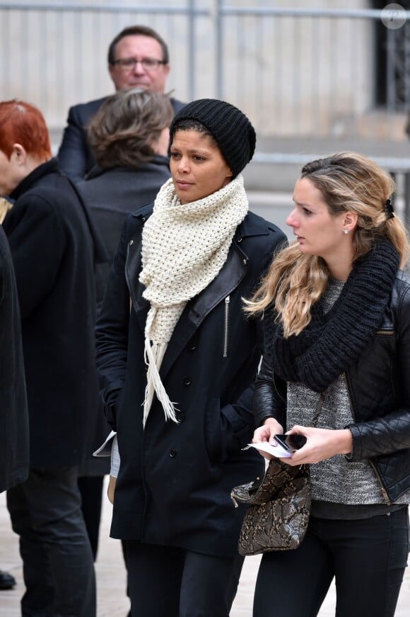 Coralie Balmy lors des obsèques de Camille Muffat en l'église Saint Jean-Baptiste-Le Vœu à Nice, le 25 mars 2015