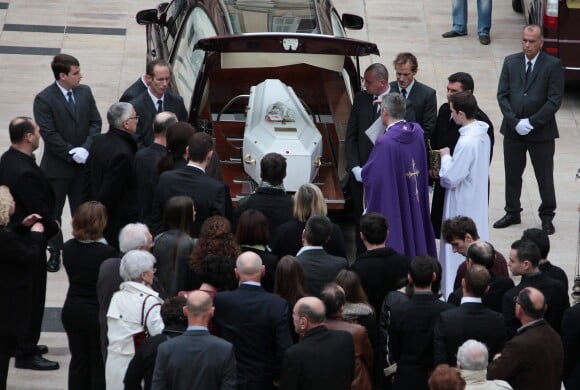 Les obsèques de Camille Muffat en l'église Saint Jean-Baptiste-Le Vœu à Nice, le 25 mars 2015