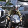 Exclusif - Prix Spécial - Justin Bieber fait de la moto à Los Angeles, le 17 mars 2015. Le chanteur a customisé sa moto Ducati avec ses initiales "JB". Escorté par ses gardes du corps, Justin a suivi la voiture de Corey Gamble (ex de Kris Jenner) vers une destination inconnue!