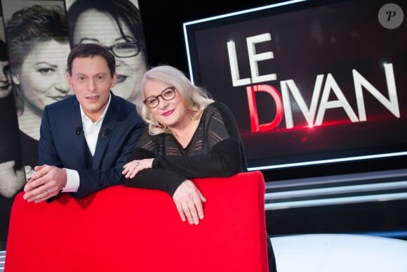 Exclusif - Josiane Balasko et Marc-Olivier Fogiel - Enregistrement de l'émission Le Divan. Le 13 février 2015.