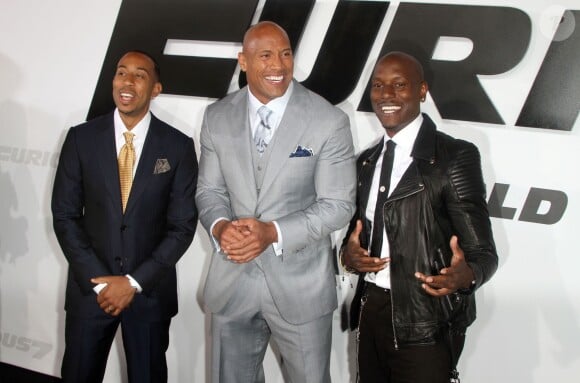 Dwayne Johnson, Ludacris, Tyrese Gibson - Avant-première du film "Fast and Furious 7" à Hollywood, le 1er avril 2015.