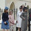 La princesse Beatrice, Lady Louise, la comtesse Sophie de Wessex, le prince Edward et Lady Sarah Chatto lors de la messe de Pâques en la chapelle St George à Windsor le 5 avril 2015.