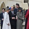 La comtesse Sophie de Wessex et son mari le prince Edward avec Lady Sarah Chatto lors de la messe de Pâques en la chapelle St George à Windsor le 5 avril 2015.