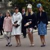 Lady Louise, la comtesse Sophie de Wessex, Autumn Phillips et la princesse Beatrice d'York lors de la messe de Pâques en la chapelle St George à Windsor le 5 avril 2015.