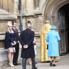 Autumn et Peter Phillips, le prince Philip, la reine Elizabeth II, la princesse Beatrice et le prince Edward lors de la messe de Pâques en la chapelle St George à Windsor le 5 avril 2015.