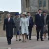 Le prince Andrew, la princesse Anne, son époux Timothy Laurence, le prince Edward lors de la messe de Pâques en la chapelle St George à Windsor le 5 avril 2015.