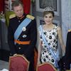 Le grand-duc Henri de Luxembourg, la reine Letizia d'Espagne et le roi Philippe de Belgique. Banquet pour les 75 ans de la reine Margrethe II de Danemark, le 15 avril 2015 au palais de Christiansborg.
