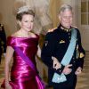 Mathilde et Philippe de Belgique. Banquet pour les 75 ans de la reine Margrethe II de Danemark, le 15 avril 2015 au palais de Christiansborg.