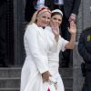 La princesse Mette-Marit de Norvège et la princesse Victoria de Suède au palais de Fredensborg pour célébrer les 75 ans de la reine Margrethe II de Danemark.