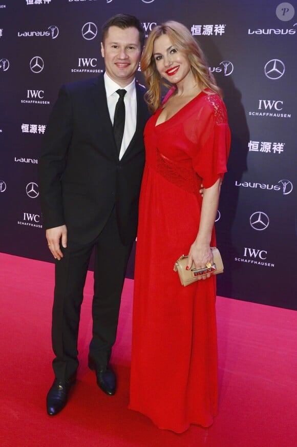 Alexey Nemov et sa femme Galina - Cérémonie des Laureus World Sport Awards 2015 à Shanghai le 15 avril 2015