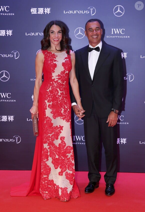 Ruud Gullit et sa compagne Maggie Jimenez - Cérémonie des Laureus World Sport Awards 2015 à Shanghai le 15 avril 2015
