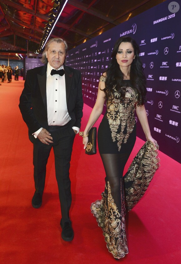 Ilie Nastase et sa femme Brigitte - Cérémonie des Laureus World Sport Awards 2015 à Shanghai le 15 avril 2015