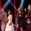 Jenifer ravissante en robe Oscar de la Renta pour la deuxième session des lives dans The Voice 4, sur TF1, le samedi 11 avril 2015