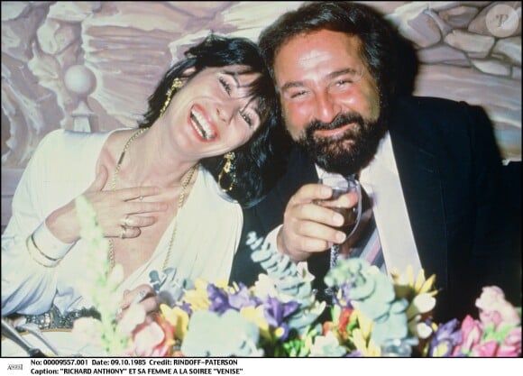 Richard Anthony et sa femme à la soirée Venise en octobre 1985. 