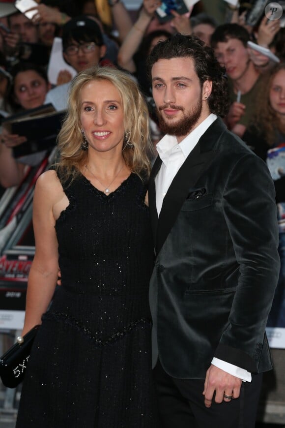 Sam Taylor-Johnson et son mari Aaron Taylor-Johnson - Avant-première du film "The Avengers: Age of Ultron" à Londres, le 21 avril 2015.