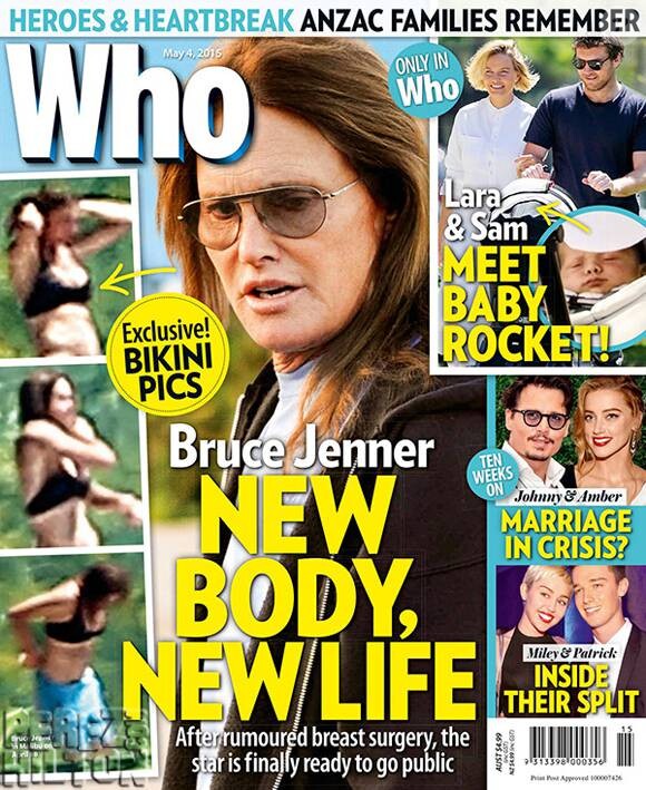 La couverture du magazine Who, avec Bruce Jenner en bikini et couverture