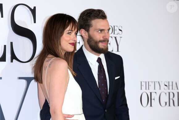 Dakota Johnson et Jamie Dornan - Première du film "50 Nuances de Grey" à Londres le 12 février 2015.