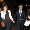 Rowan Atkinson et sa petite amie Louise Ford à Londres, le 27 avril 2015.