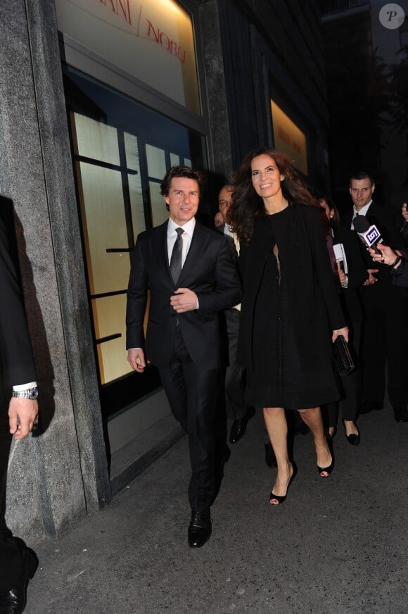 Roberta Armani et Tom Cruise arrivent au restaurant Armani / Privé pour le dîner des 40 ans de la marque Armani. Milan, le 29 avril 2015.